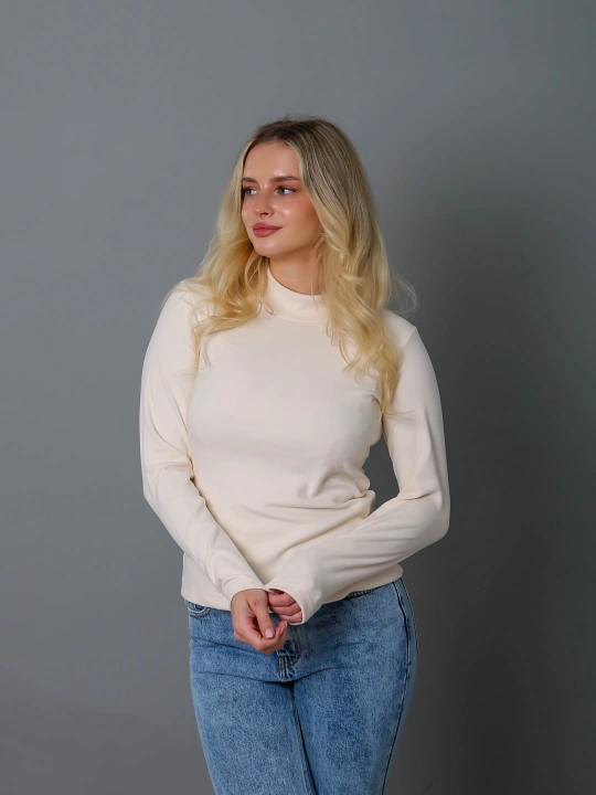 Водолазка regular fit, из мягкого трикотажа, с флисом, с воротником-стойкой