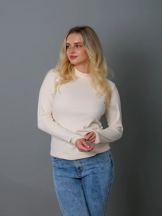 Водолазка regular fit, из мягкого трикотажа, с флисом, с воротником-стойкой