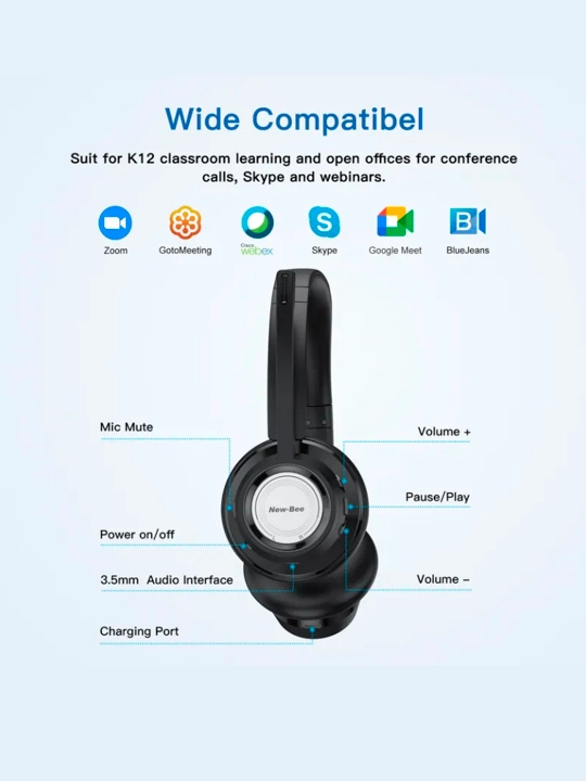 NewBee BH58 simsiz garniturasi, USB adapteri bilan Bluetooth