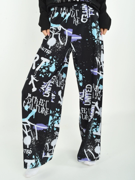 Qizlar va ayollar uchun uy qurilishi pijama, longsliv uzun qisma va keng shim