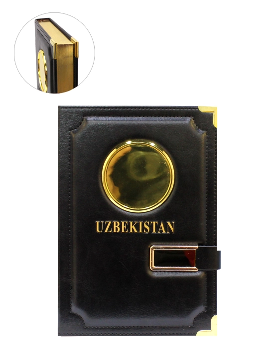 Bloknot O'ZBEKISTON daftarchasi, A5 formatida 182 varaq tilla yurgizilgan erkaklar uchun - 