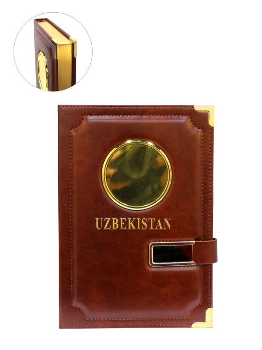 Bloknot O'ZBEKISTON daftarchasi, A5 formatida 182 varaq tilla yurgizilgan erkaklar uchun - 