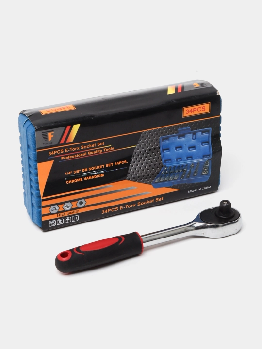 3/8 boshli to'plam, 1/4 TORX tishli uchlari, 34 dona
