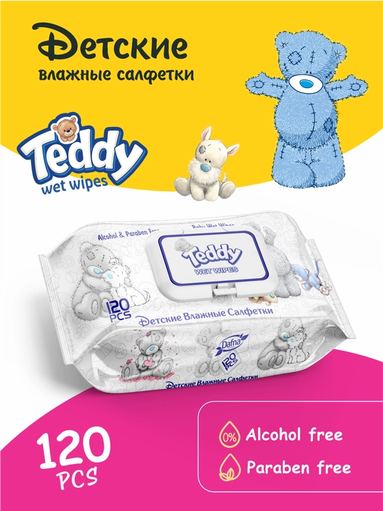 Nam salfetkalar Teddy, 120 dona - 