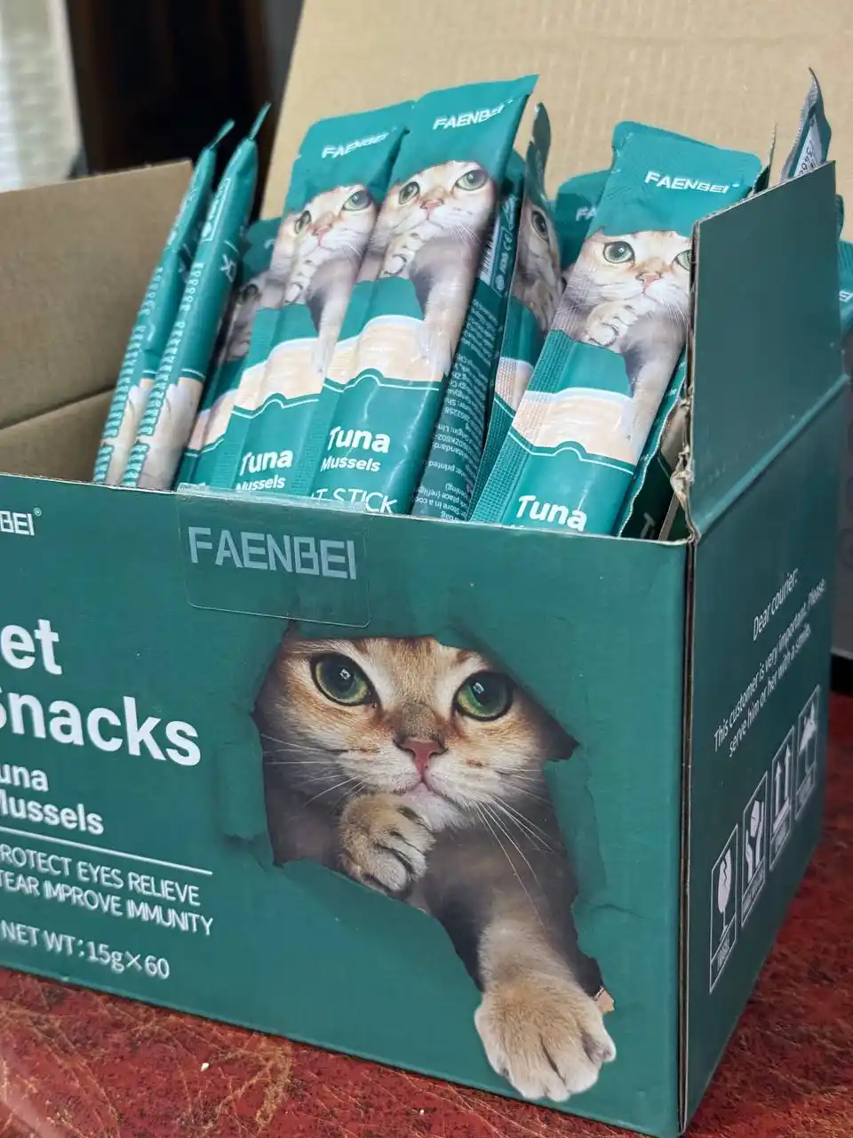 Shirinlik mushuklar uchun Pet Snacks, 60 dona korobkada