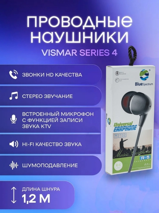 Проводные наушники с микрофоном и присоской для Samsung, Redmi, XIOMI, HONOR и компьютеров