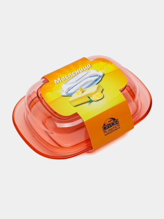 Масленка для масла с крышкой, из бамбука и пластика