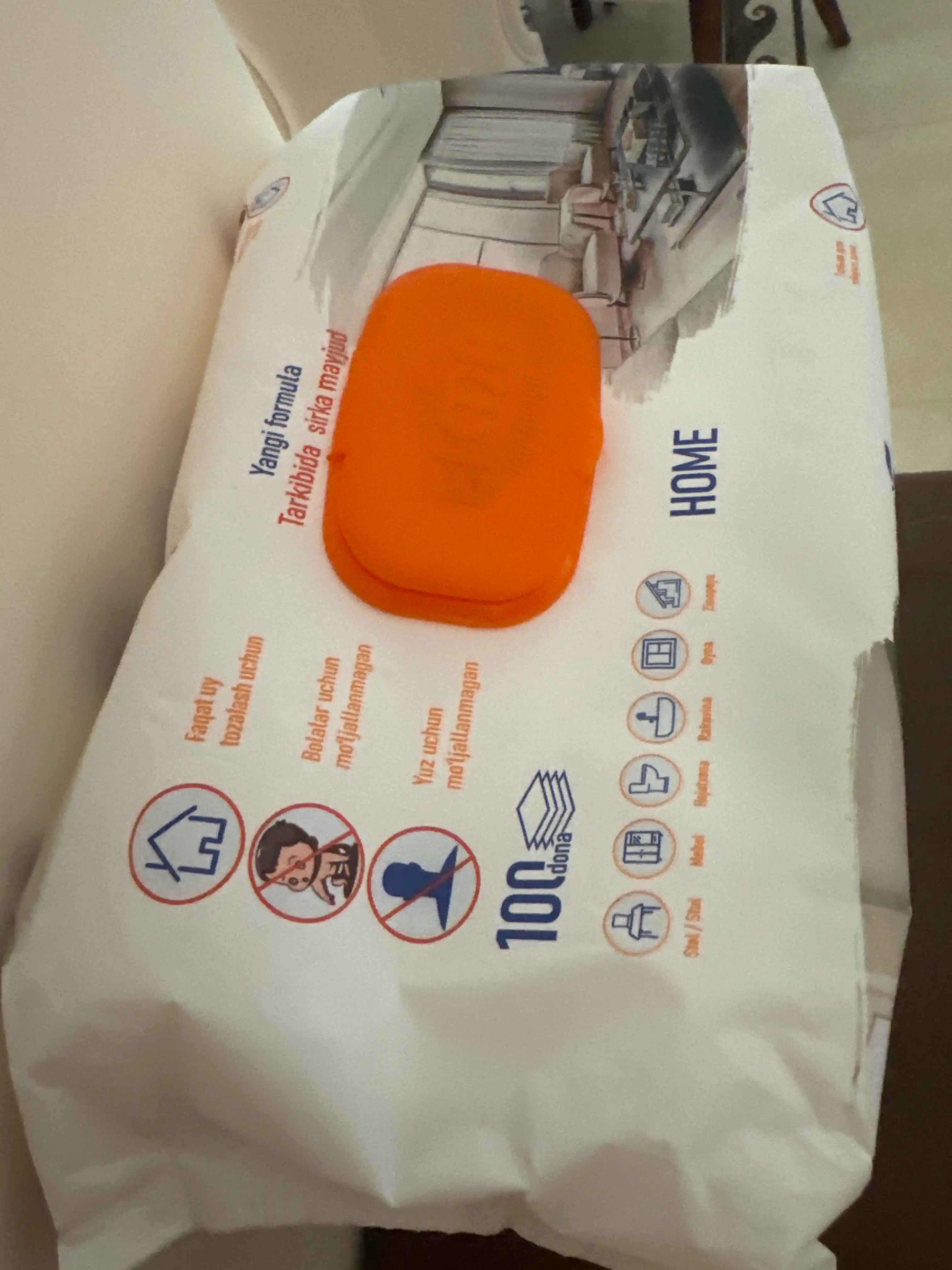 Nam salfetkalar Elma, Sirka, 100 dona