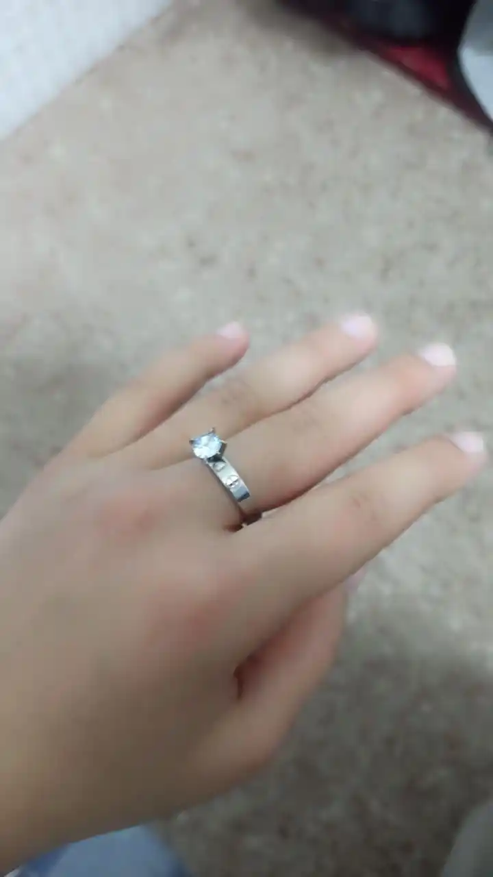 Парное кольцо с камнем, гвоздик, Stainless Steel