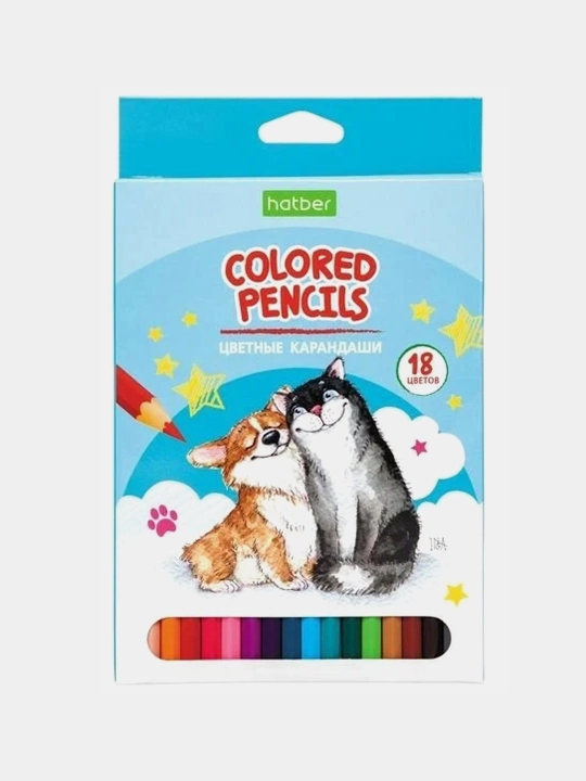Карандаши цветные "ECO" 18 цв. Pets story с заточ. в карт.короб. .CS_066255 . - 