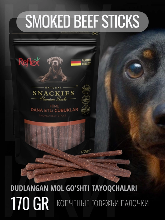 Reflex tomonidan itlar uchun taom, dudlangan mol go'shti tayoqchalari, 170 g - 