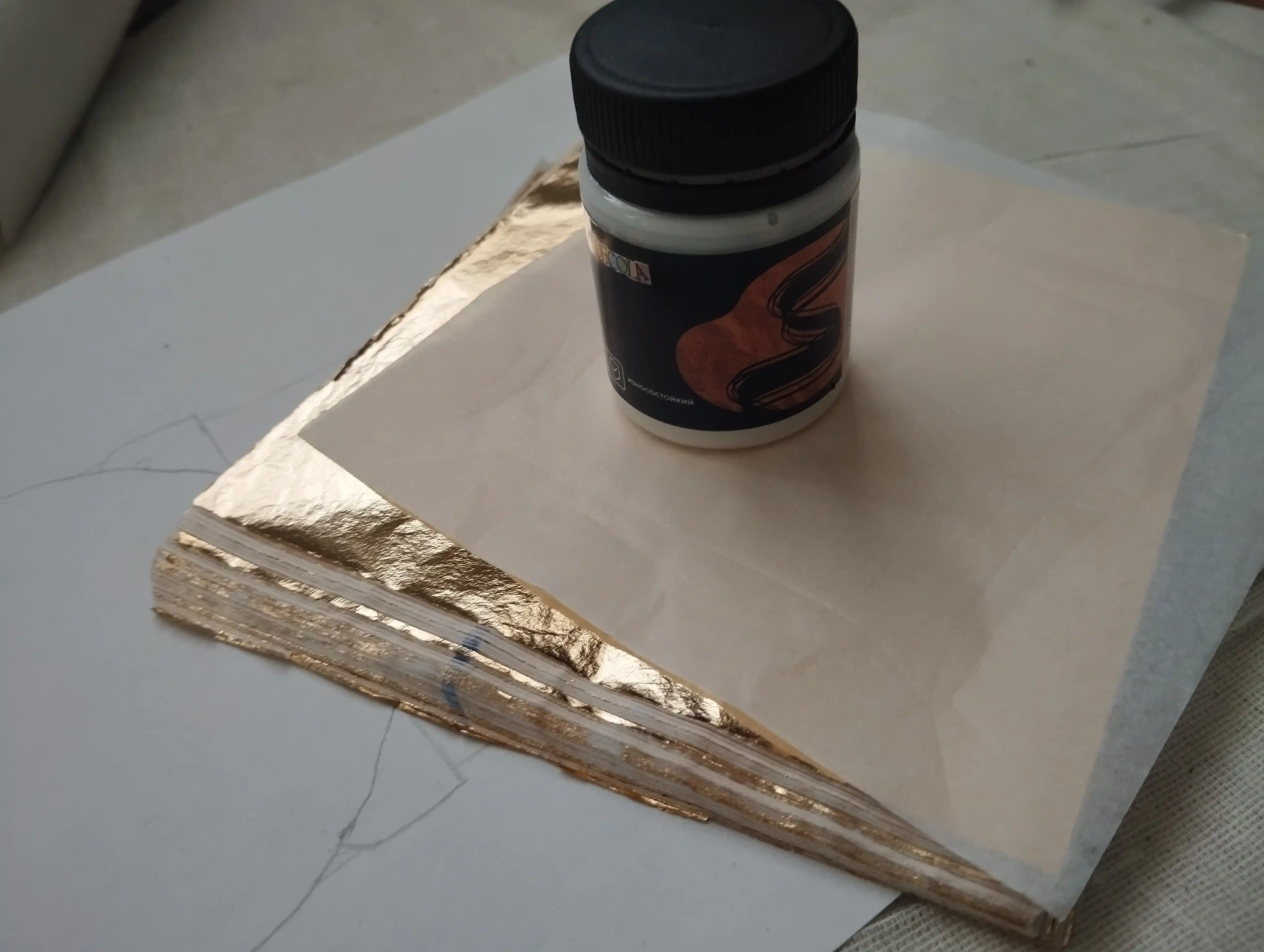 Поталь для золочение, сусальное золото, 100 листов, 15 x 15