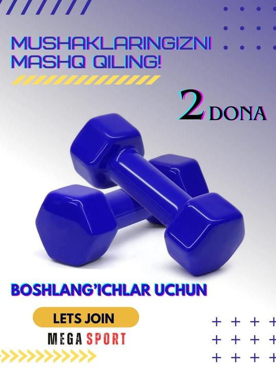 Vinil gantellar 0.5kg dan 4 kg gacha, to'plam uchun 2 dona