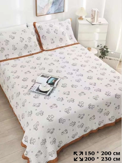 Пледы на кровать из бамбука (40%) и хлопка (60%), 150*200 см, 200*230 см — QUILT-MODEL5-БЕЛЫЙ-SIZE1