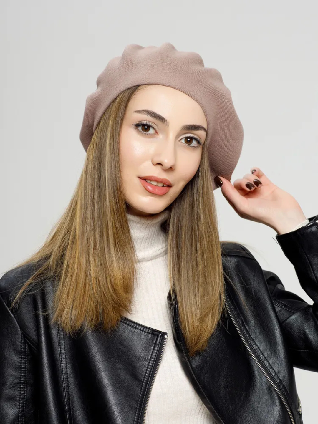 Ayollar va qizlar uchun beret, klassik toʻqilgan shapka, kuz qish mavsum bosh kiyimi