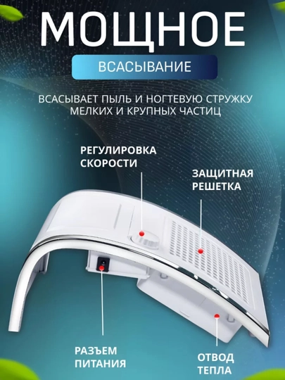 Пылесос для маникюра и педикюра, настольная вытяжка для маникюра