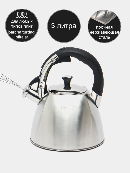 Choynak Gornitsa,  zanglamas po'latdan yasalgan, 3.0 litrli tortburchak shaklda