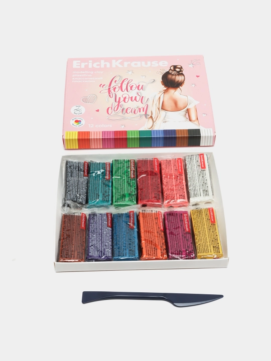 Klassik plastilin ErichKrause Pointes, 12 rang stek bilan, 180 g, 61776