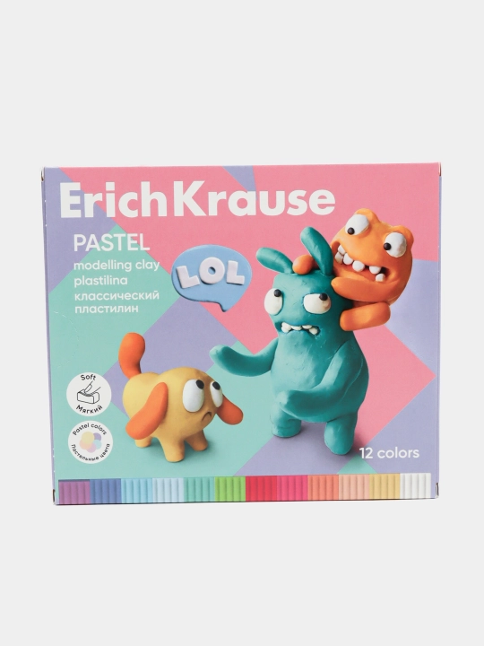 Klassik plastilin ErichKrause Jolly Friends Pastel 12 ta gul steak bilan, 216 gr - 