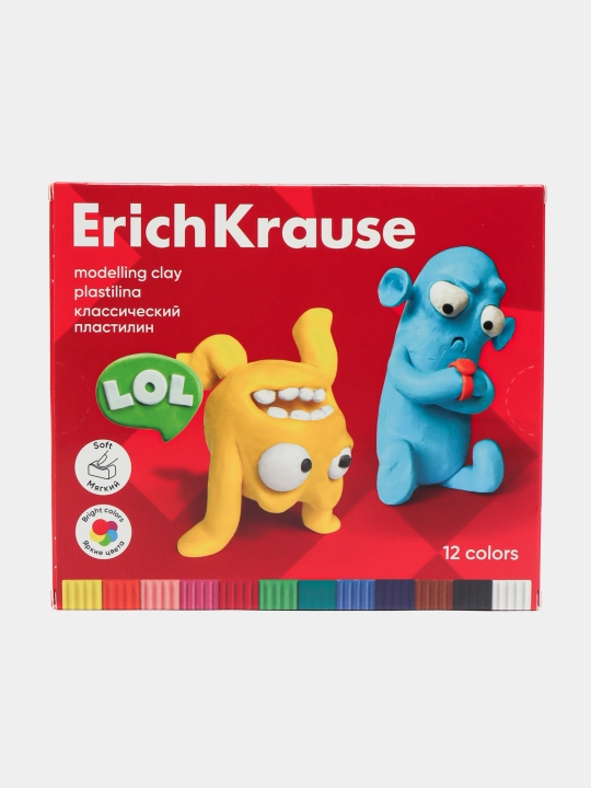 Klassik plastilin ErichKrause Jolly Friends 12 ta gul steak bilan, 216 g - 
