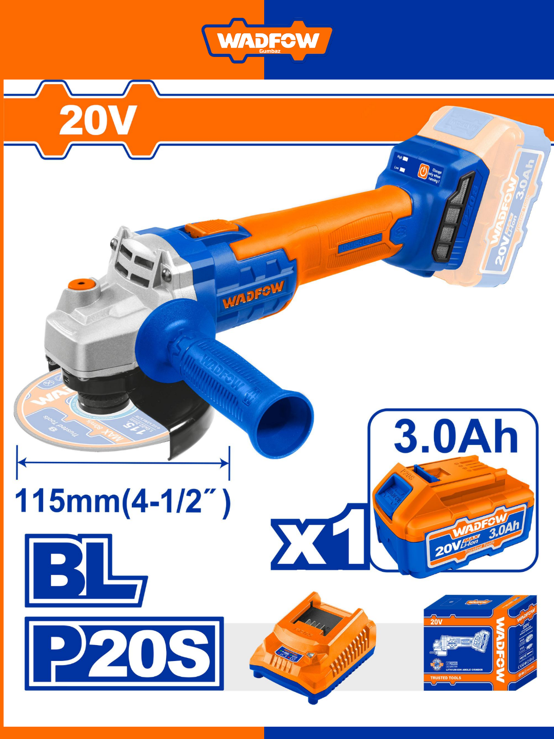 Simsiz balgarka WADFOW WLAPM21, 115 mm - 