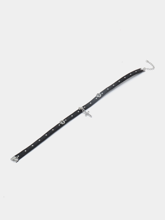 Bo'yin uchun choker, xoch bilan, ayollar uchun, charm