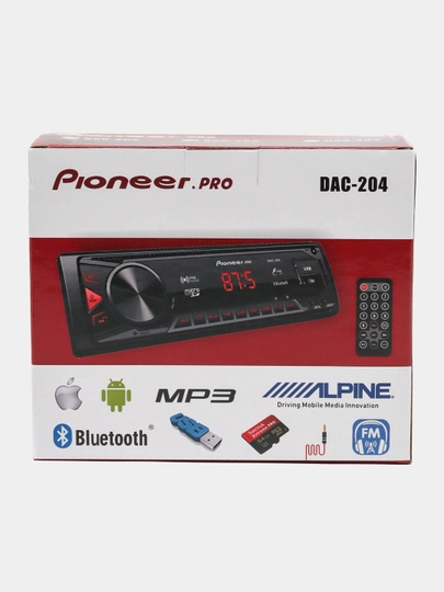 Автомобильная магнитола PIONEER pro, Bluetooth, MP3, USB, пульт дистанционного управления, радио — SVETMAG-PIONERM-БЕЛЫЙ