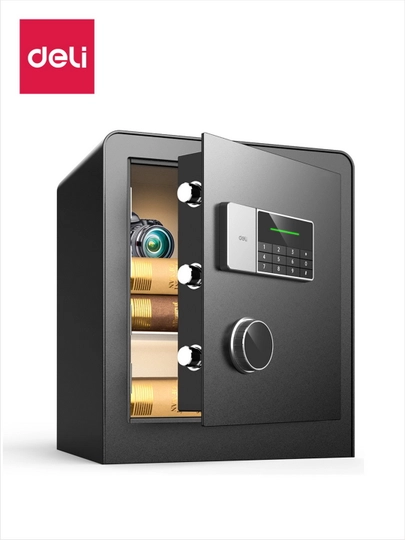 Сейф 450 * 380 * 320 ET551 Deli, электронный замок + ключ, черный, 22 кг — DFDELI-ET551
