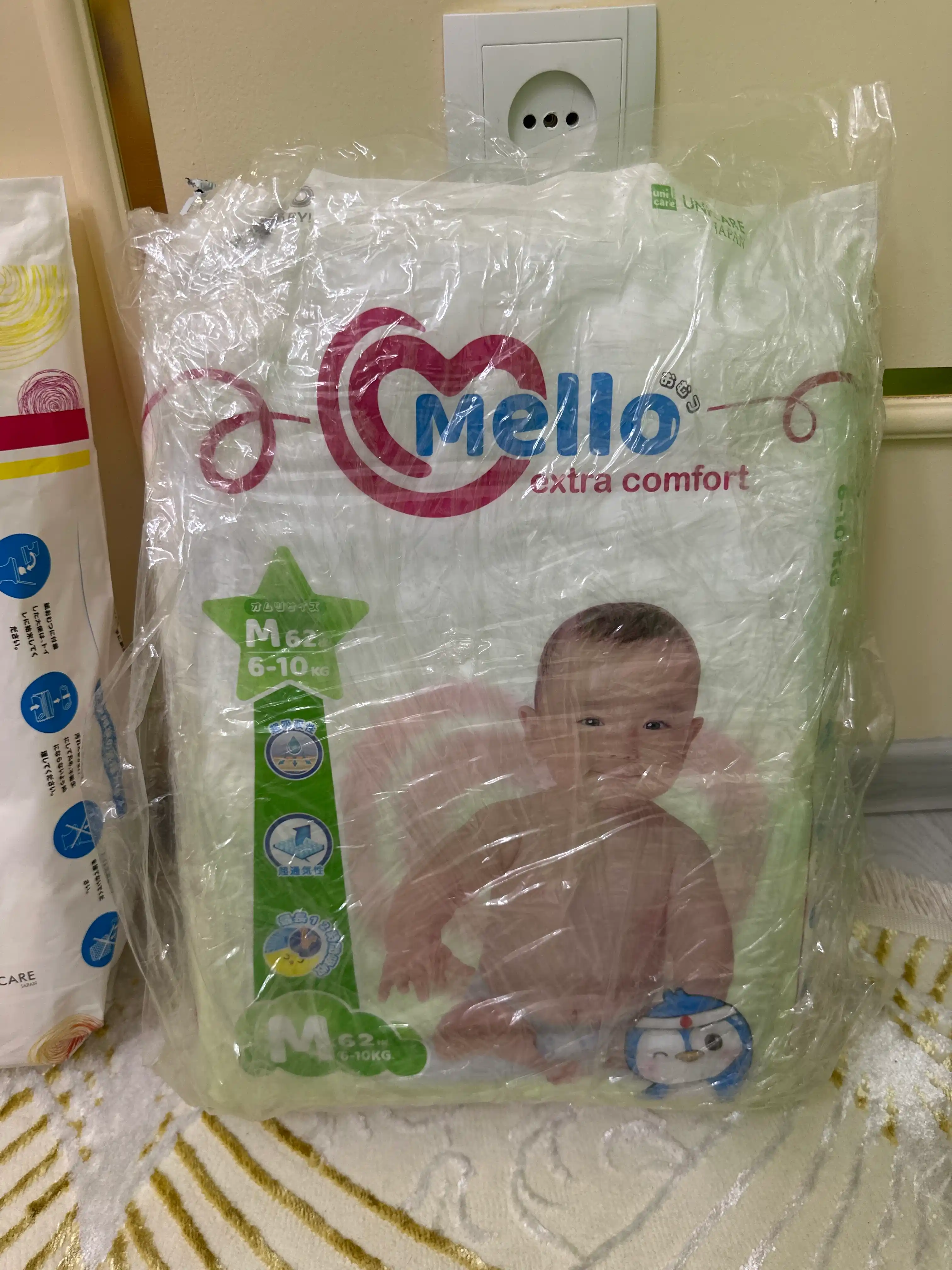 Yangi tug'ilgan chaqaloqlar uchun tagliklar MELLO,  M 6-10 kg, 62 dona
