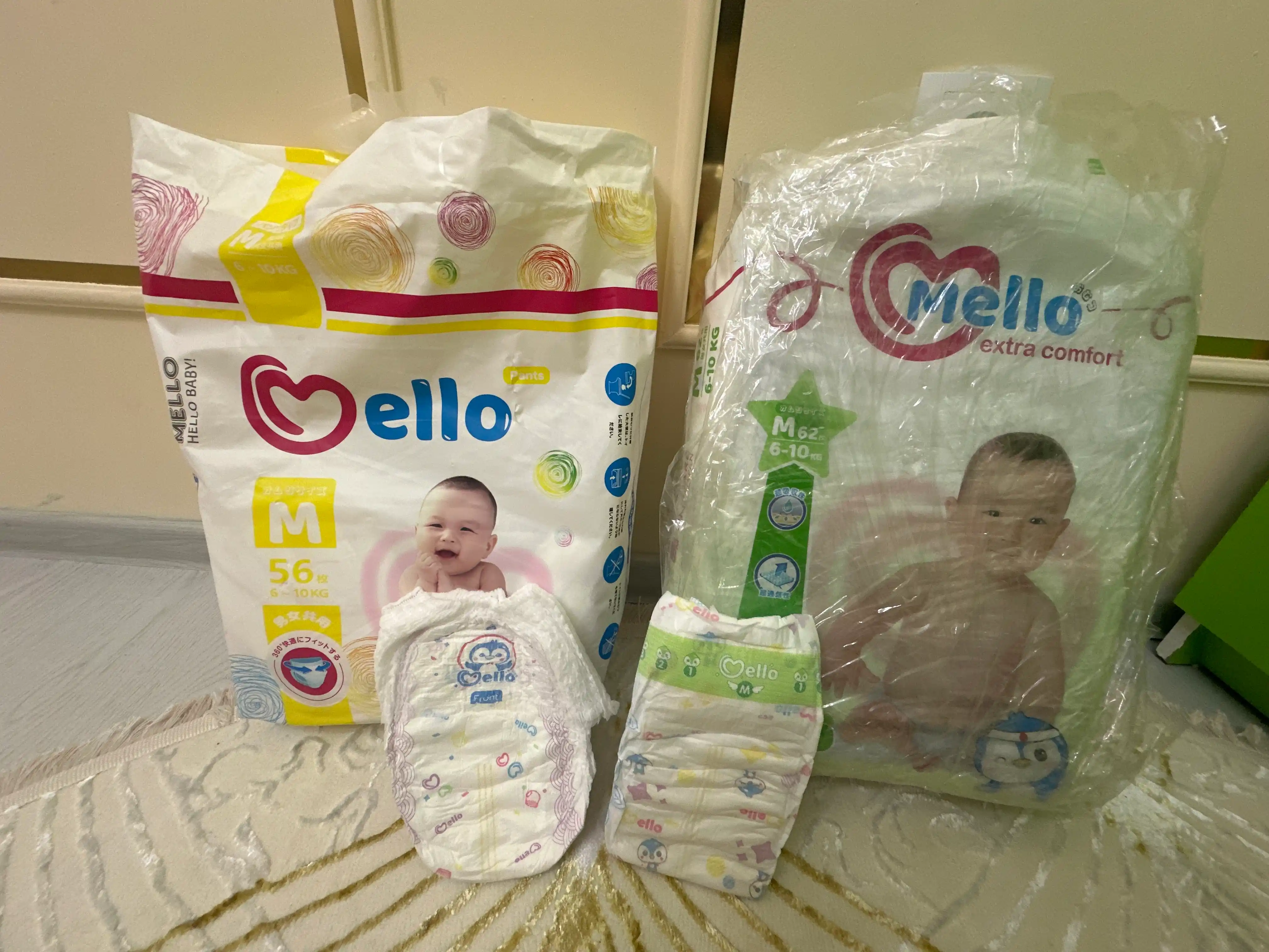 Yangi tug'ilgan chaqaloqlar uchun tagliklar MELLO,  M 6-10 kg, 62 dona