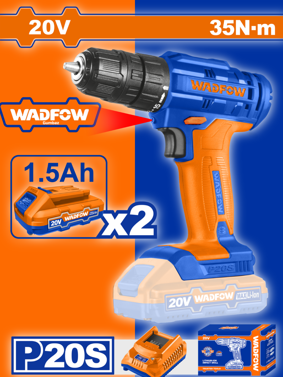 Akumliyatorli drel  WCDP512/35 Нм /WADFOW - 