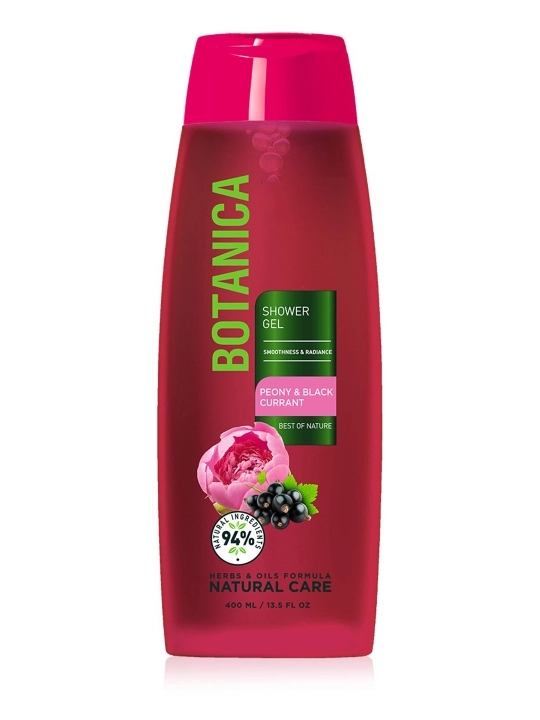 Dush uchun gel Pion va qora smorodina bilan "Silliqlik va yorqinlik" Botanica, 400 ml - 