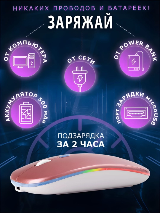 Kompyuter uchun sichqoncha, simli va simsiz RGB chiroqli sichqoncha