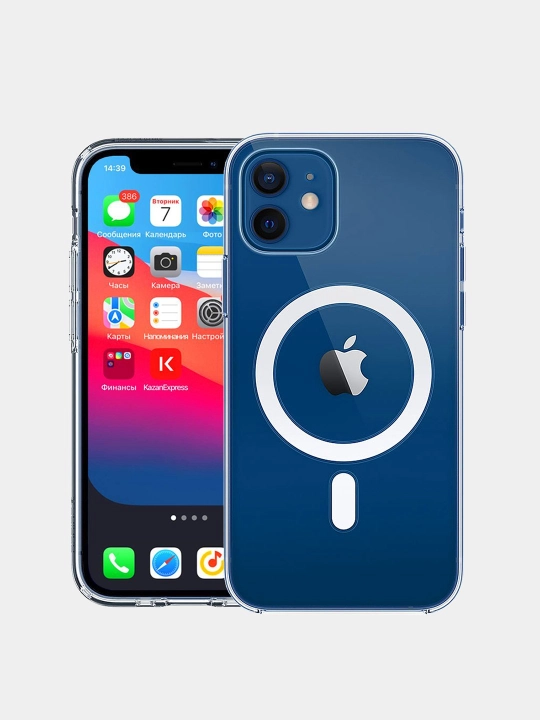Chexol MagSafe iPhone X,11,12,13,14,15,16, Pro, Max, ayfon mini uchun, silikon, shaffof