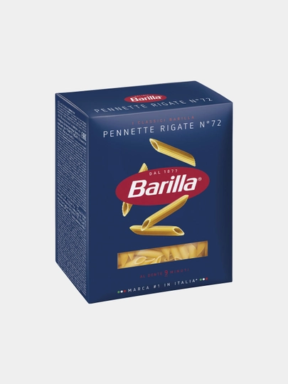 Makaron mahsulotlari Barilla Pennette Rigate n.72 qattiq bug'doydan, 450 g