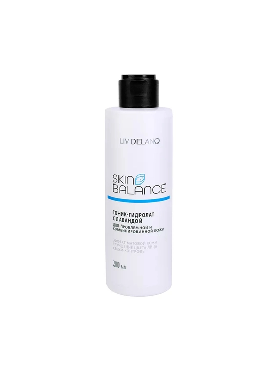 Lavandali tonik gidrolat Liv delano Skin Balance, muammoli yuz terisi uchun, 200 ml