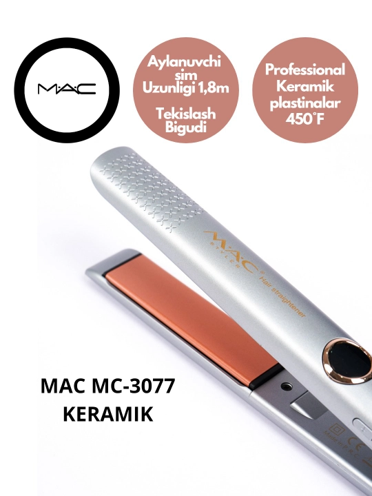 Утюжок для волос MAC щипцы для выпрямления и завивки волос, с дисплеем - 