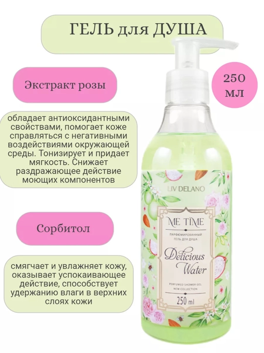 Гель для душа парфюмированный Delicious Water, 250 мл