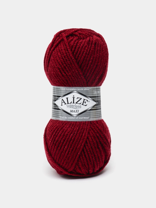Нить для вязания Alize Superlana Maxi , 25% шерсть, 75% акрил 100 г, 100 м