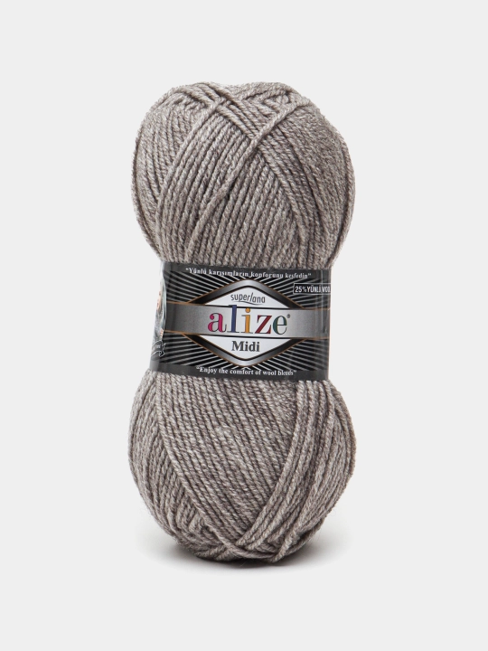Нить для вязания Alize Superlana Midi, 25% шерсть, 75% акрил, 100 г, 170 м