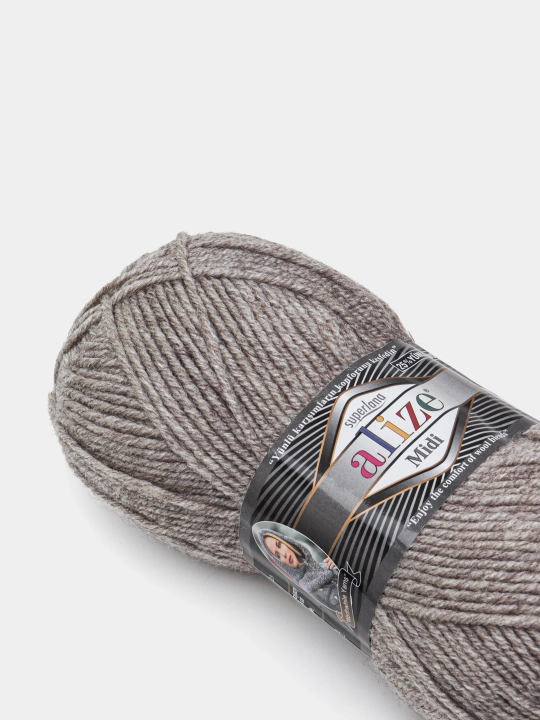 Нить для вязания Alize Superlana Midi, 25% шерсть, 75% акрил, 100 г, 170 м