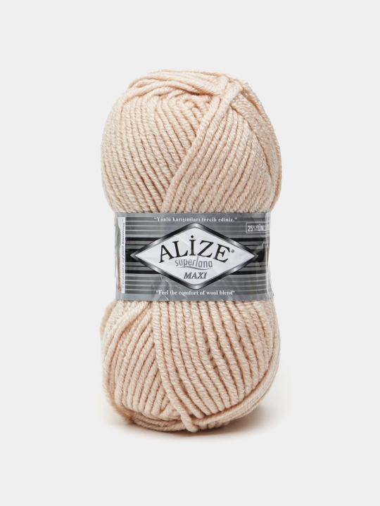 Нить для вязания Alize Superlana Maxi , 25% шерсть, 75% акрил 100 г, 100 м
