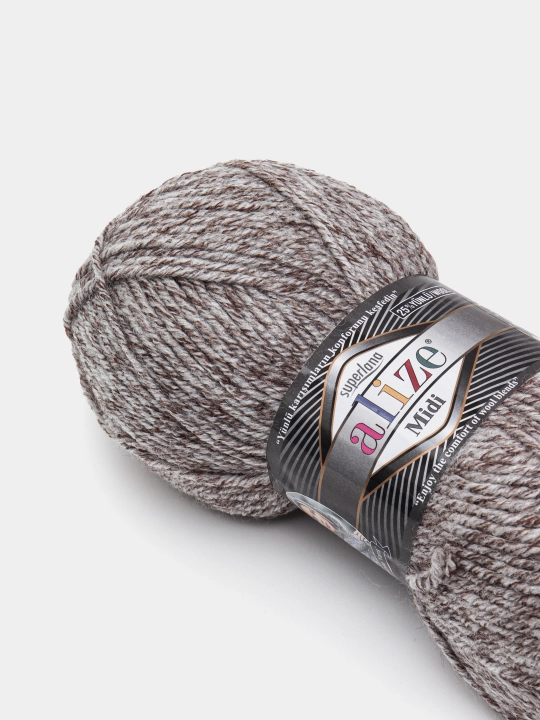Нить для вязания Alize Superlana Midi, 25% шерсть, 75% акрил, 100 г, 170 м