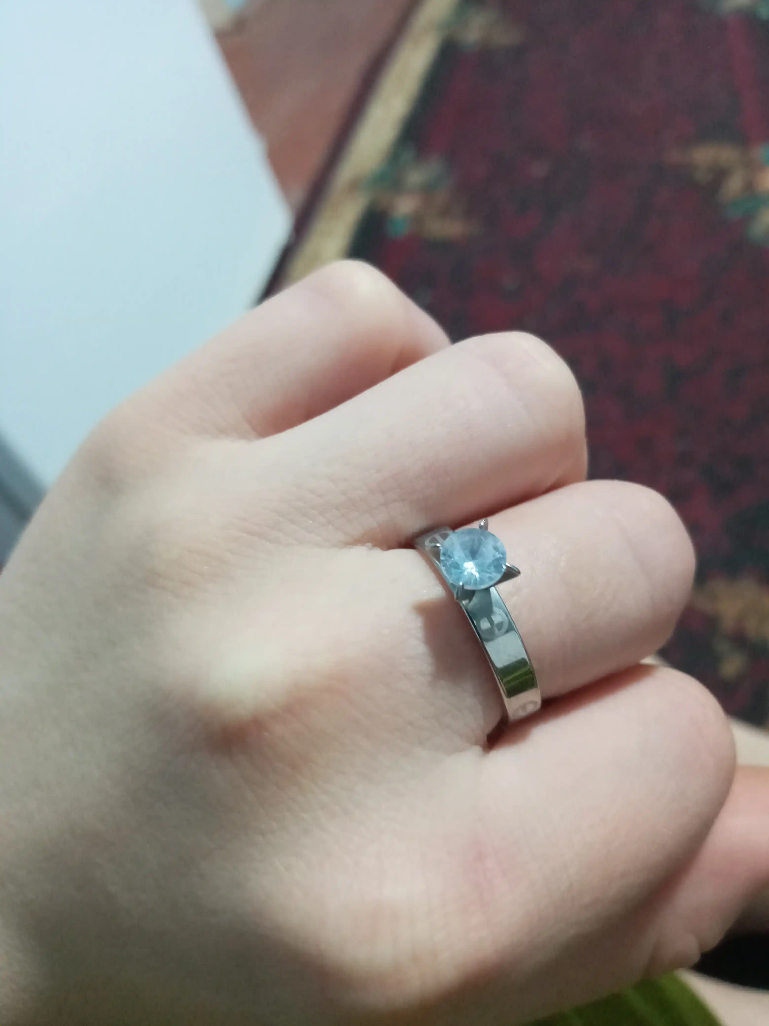 Парное кольцо с камнем, гвоздик, Stainless Steel