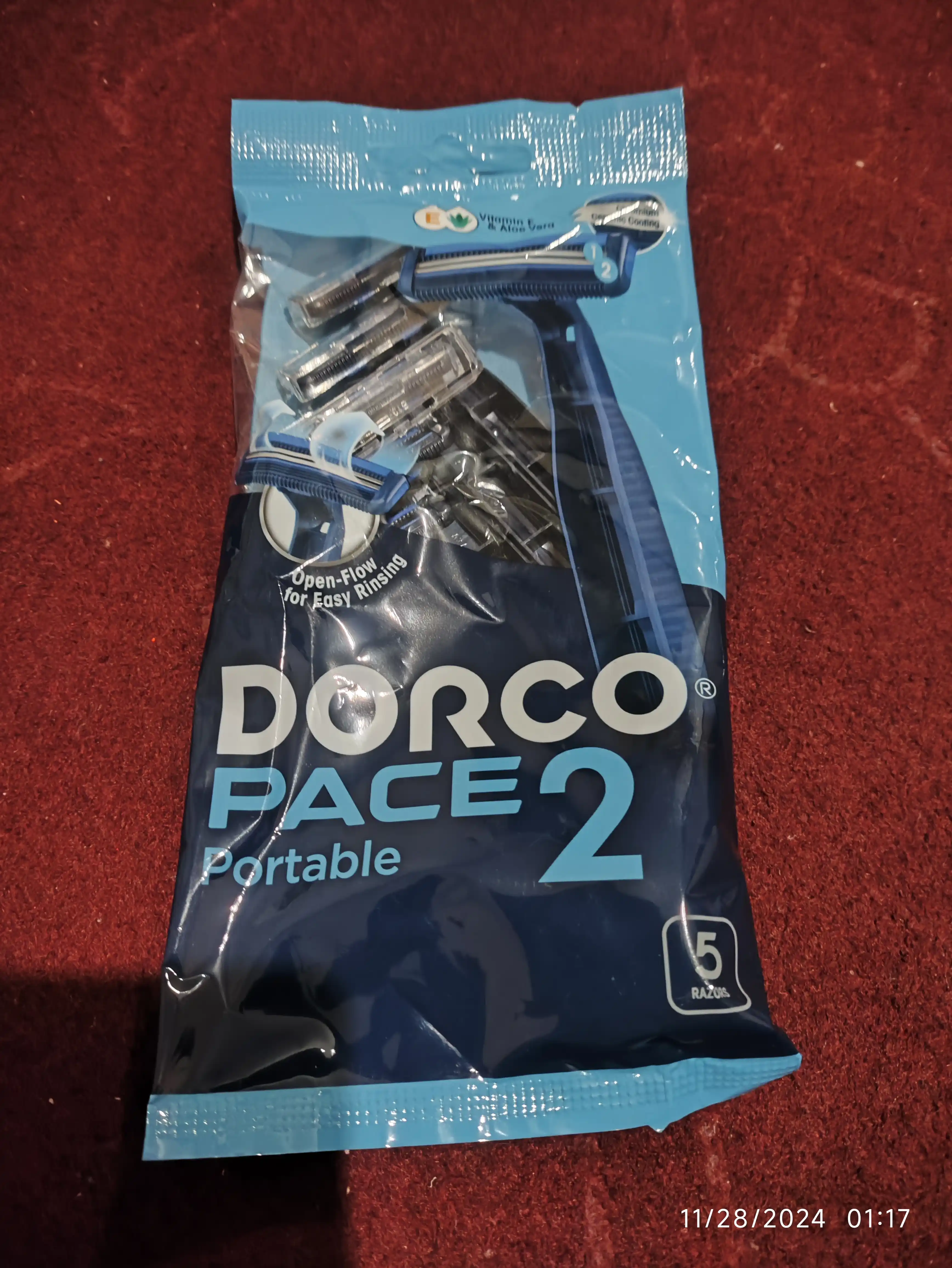 Bir martalik ustara DORCO PACE 2, yumshoq qadoq, 5 dona