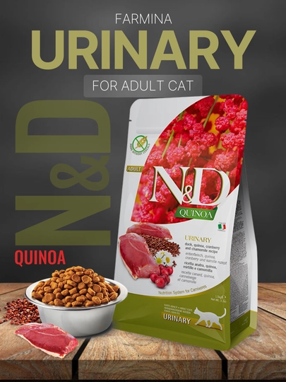 Беззерновой сухой корм Farmina N&D QUINOA Urinary, профилактика мочеполовой системы, 5 кг