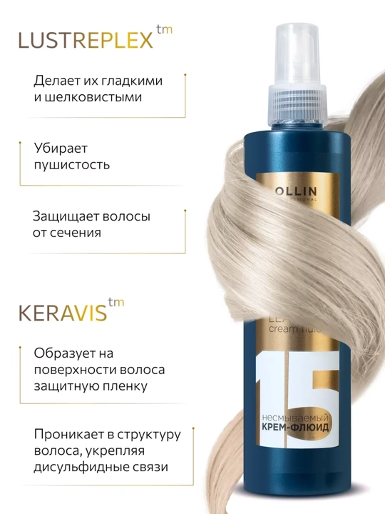 Несмываемый крем-флюид 15 в 1 для волос, OLLIN Professional PERFECT HAIR, 250 мл