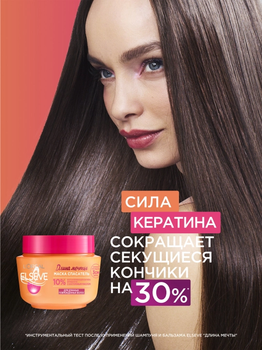 L'Oreal Paris маска спасатель "Elseve, Длина Мечты", с кератином, 300 мл
