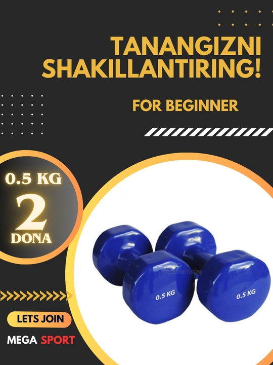 Vinil gantellar 0.5kg dan 4 kg gacha, to'plam uchun 2 dona