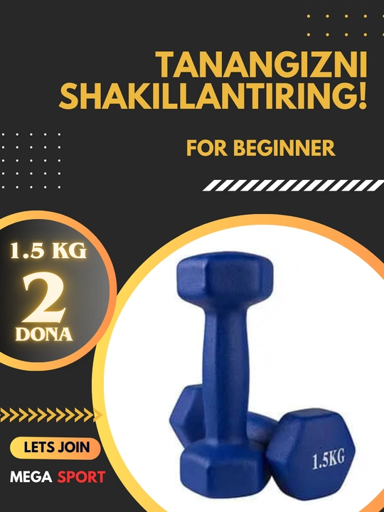 Vinil gantellar 0.5kg dan 4 kg gacha, to'plam uchun 2 dona